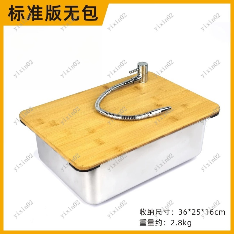 屋外用ポータブルキャンプキッチンシンクモジュール、一体型蛇口 - Camping Cooking Vegetables のレビューと価格