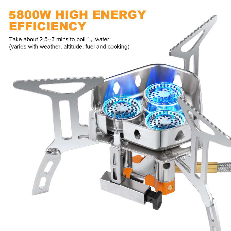 5800Wハイパワーキャンプ用ガスストーブ、防風屋外用ガスス - Camping Cooking Windshield のレビューと価格