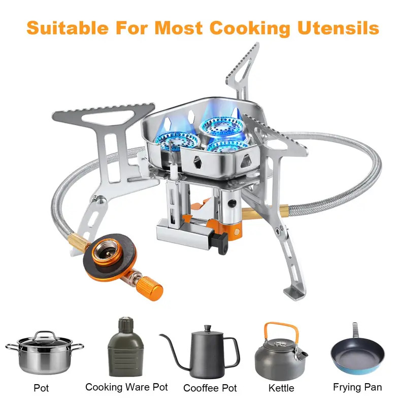 5800Wハイパワーキャンプ用ガスストーブ、防風屋外用ガスス - Camping Cooking Windshield のレビューと価格