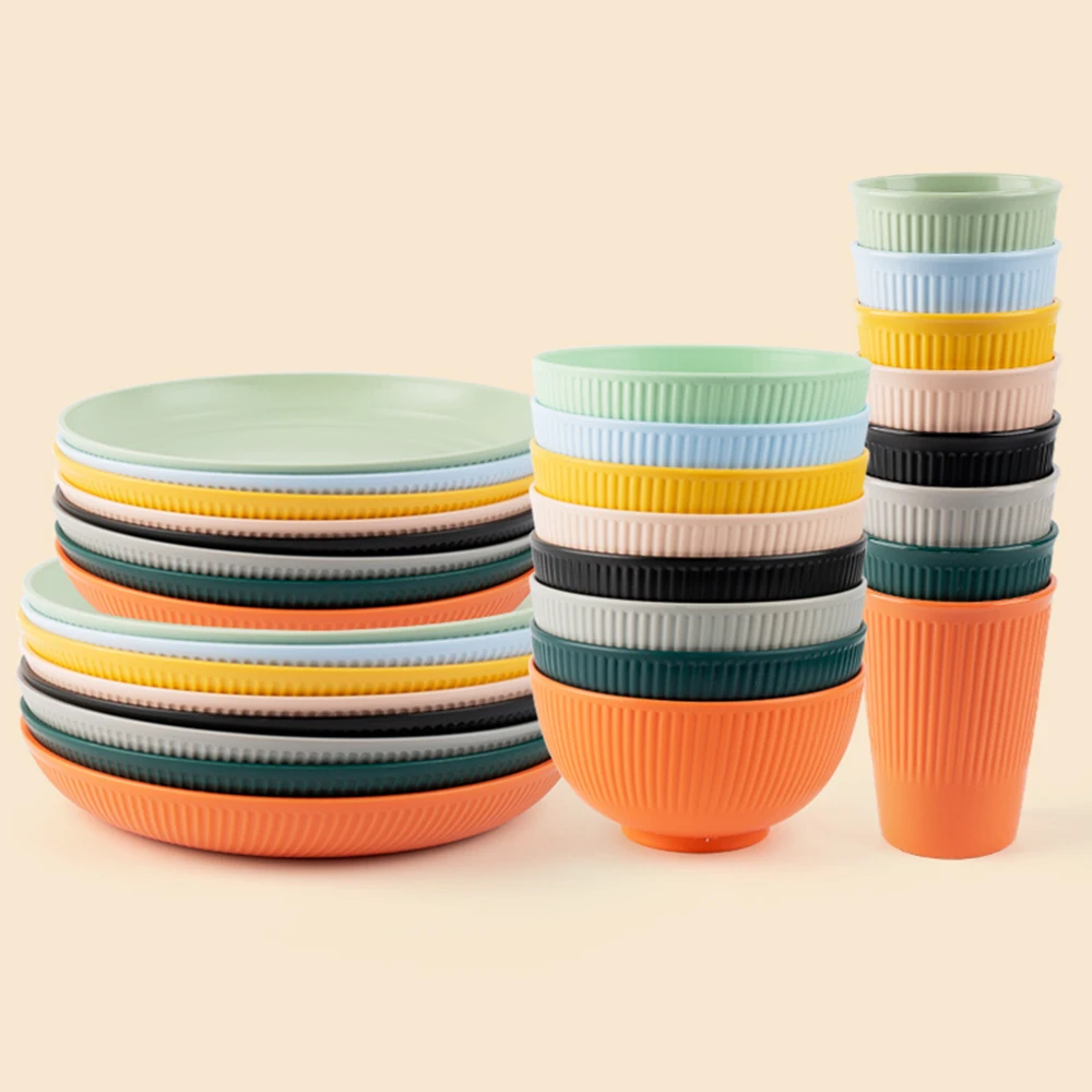 麦わらカトラリーセット,ピクニック用食器セット,ボウル,カッ - Camping Cooking And Eating Set のレビューと価格