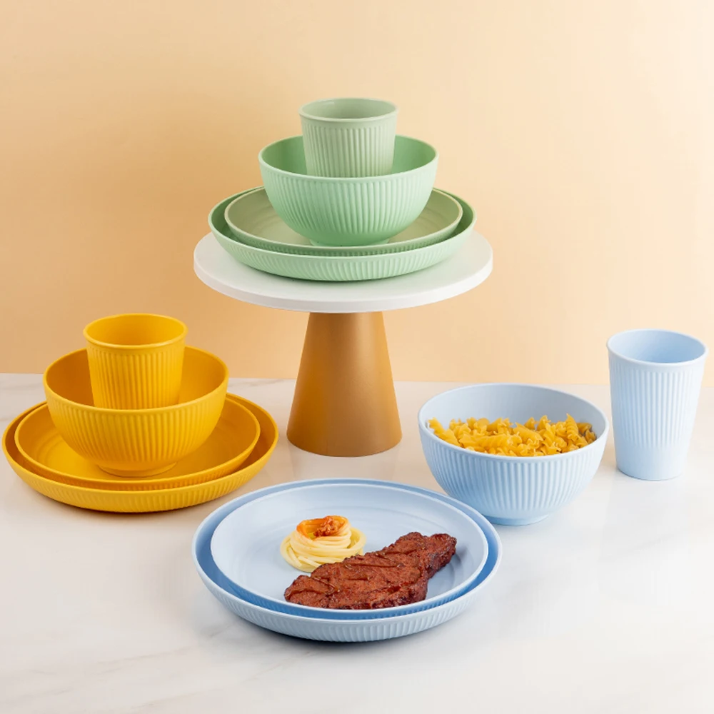 麦わらカトラリーセット,ピクニック用食器セット,ボウル,カッ - Camping Cooking And Eating Set のレビューと価格